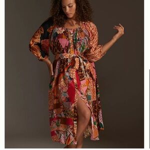 Anthropologie Geisha Designs Collage Boho Patterned Midi Dress